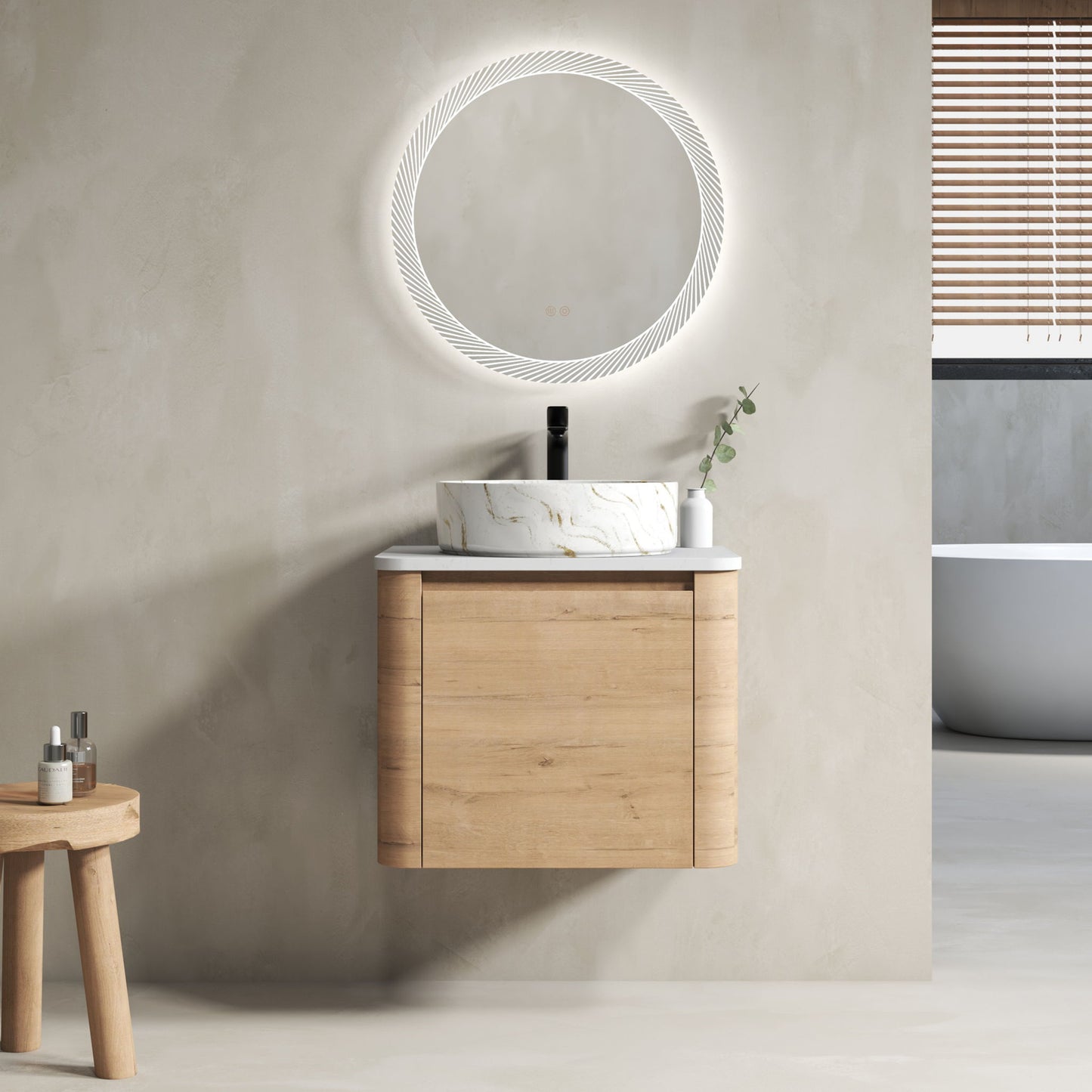 Wall Mounted Bathroom Vanity With Art Sink, 1 Soft Close Door