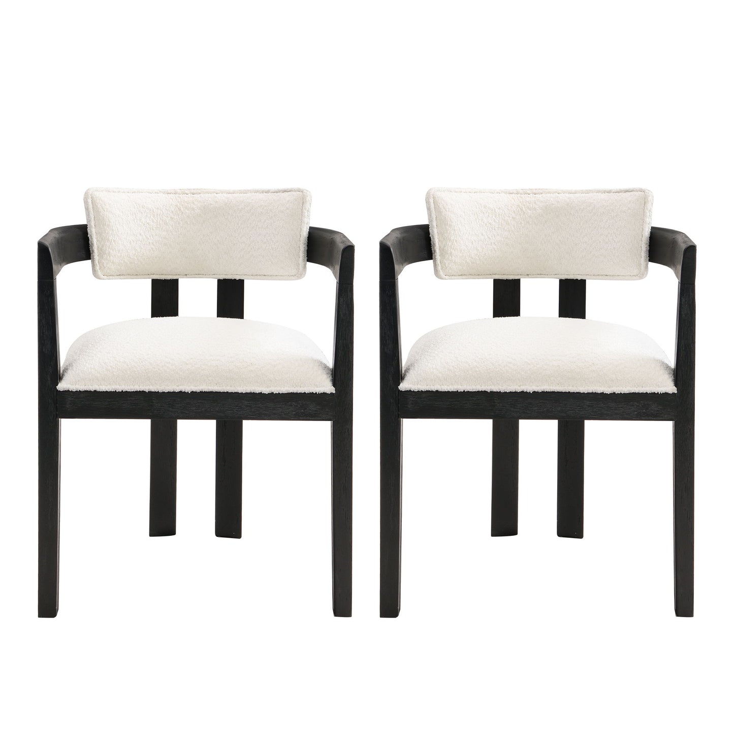 Modern Boucle Fabric Dining Chair With Armrest