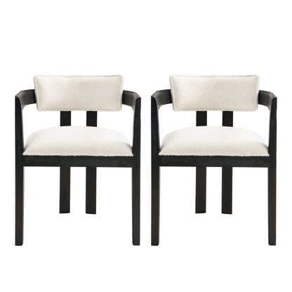 Modern Boucle Fabric Dining Chair With Armrest