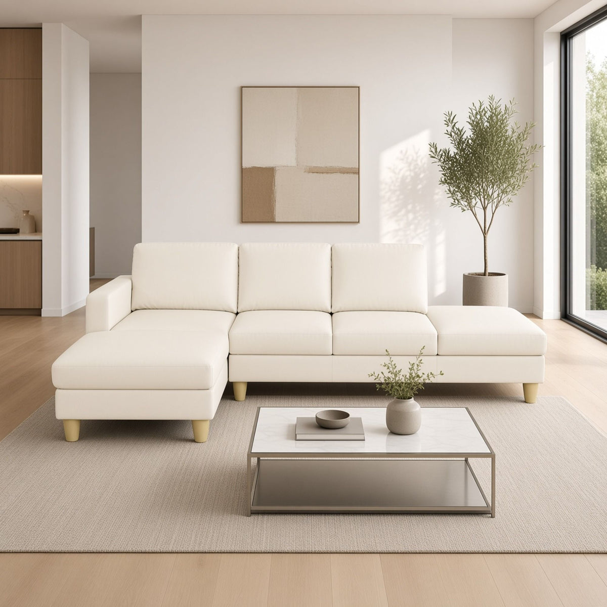 L - Shaped Sectional Sofa With Chaise & Ottoman