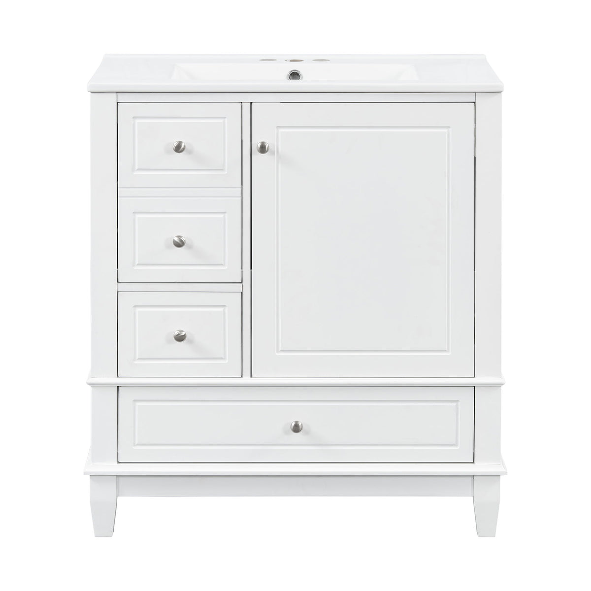 Freestanding Bathroom Vanity With Sink, Soft Close Door, 3 Drawers