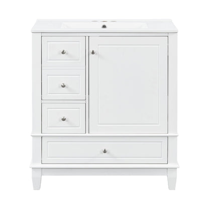 Freestanding Bathroom Vanity With Sink, Soft Close Door, 3 Drawers
