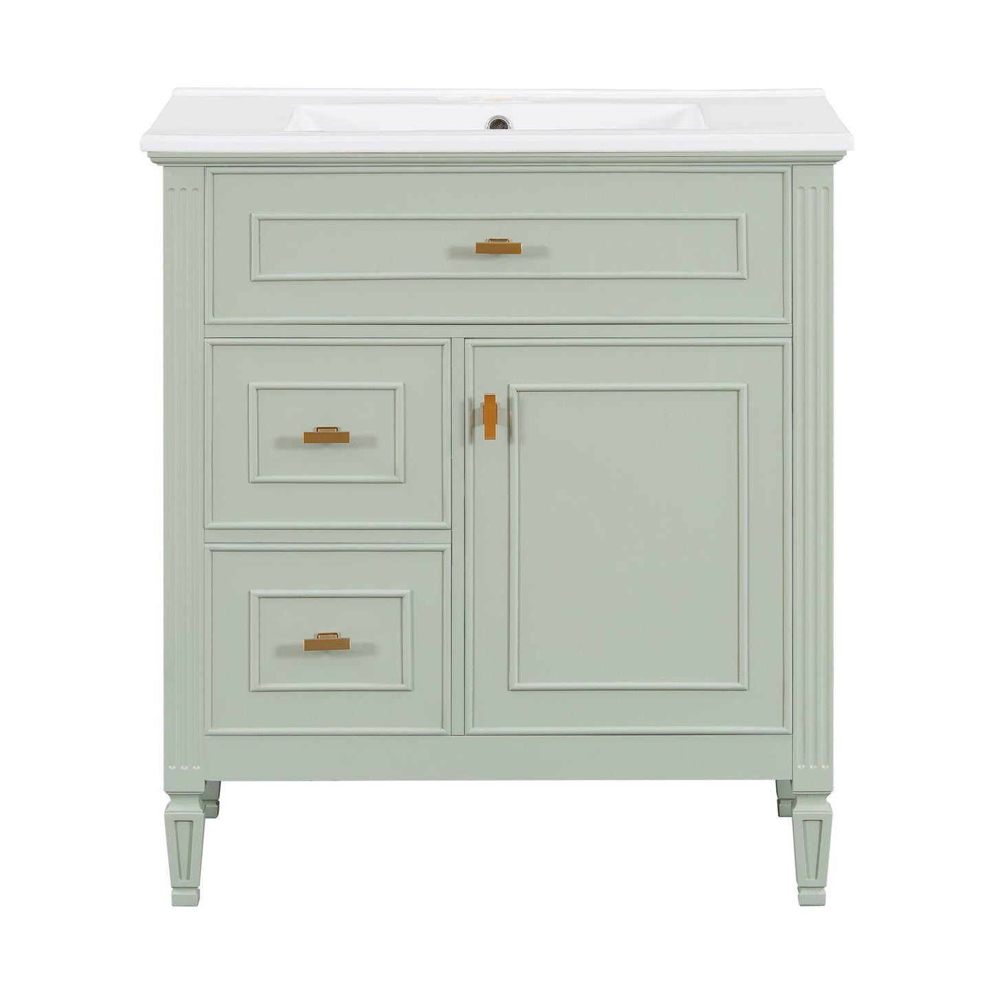 Modern Bathroom Vanity With Sink, 1 Flip Drawer And 2 Drawers, Adjustable Shelf