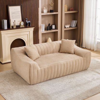 Oversized 2 Seater Loveseat With 2 Decor Throw Pillows, Deep Seat Sofa For Living Rooms