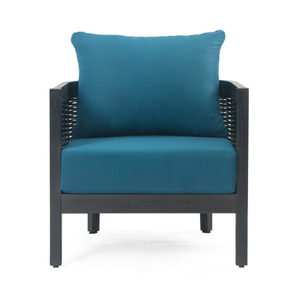 Outdoor Acacia Wood Club Chairs With Cushions