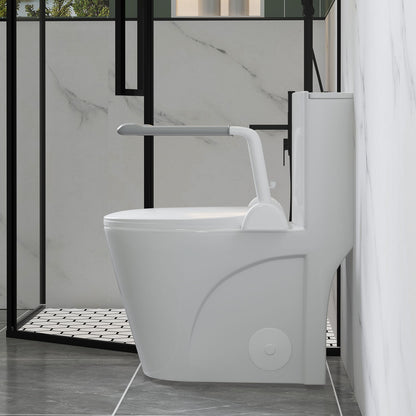 Upgraded Design Armrest, With Glossy Gw 007 1 Piece Toilet With Tornado Flush, Soft Close Seat, Dual Flush Map 1000G, Comfort Chair Seat - Gloss White