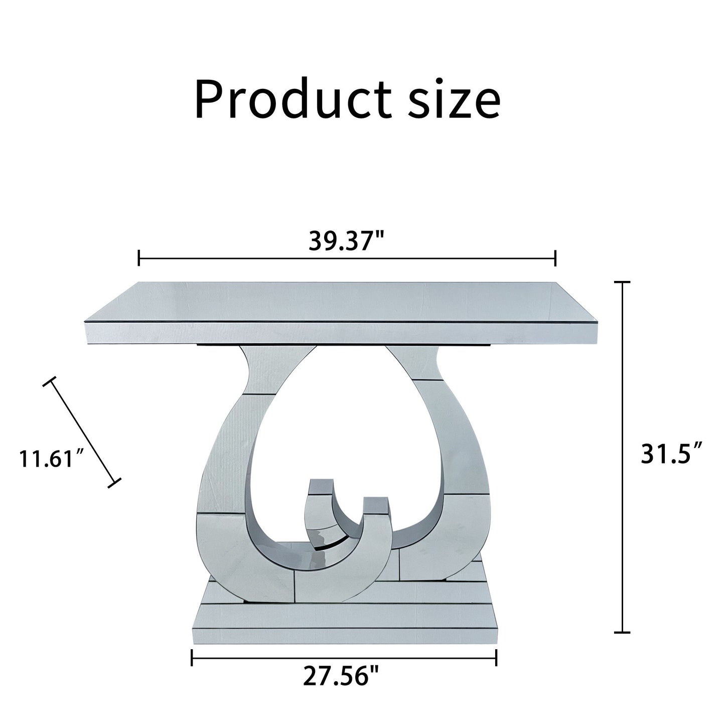 Double C - Base Rectangular Sofa Table For Living Room - Silver
