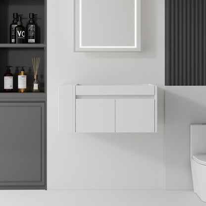 36" Floating Bathroom Vanity Cabinet, With Soft Close Double Doors, Wall Mounted, Cabinet Only - White