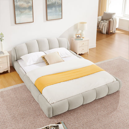 Upholstered Platform Bed Frame, Low Profile Floor Bed, No Box Spring Required