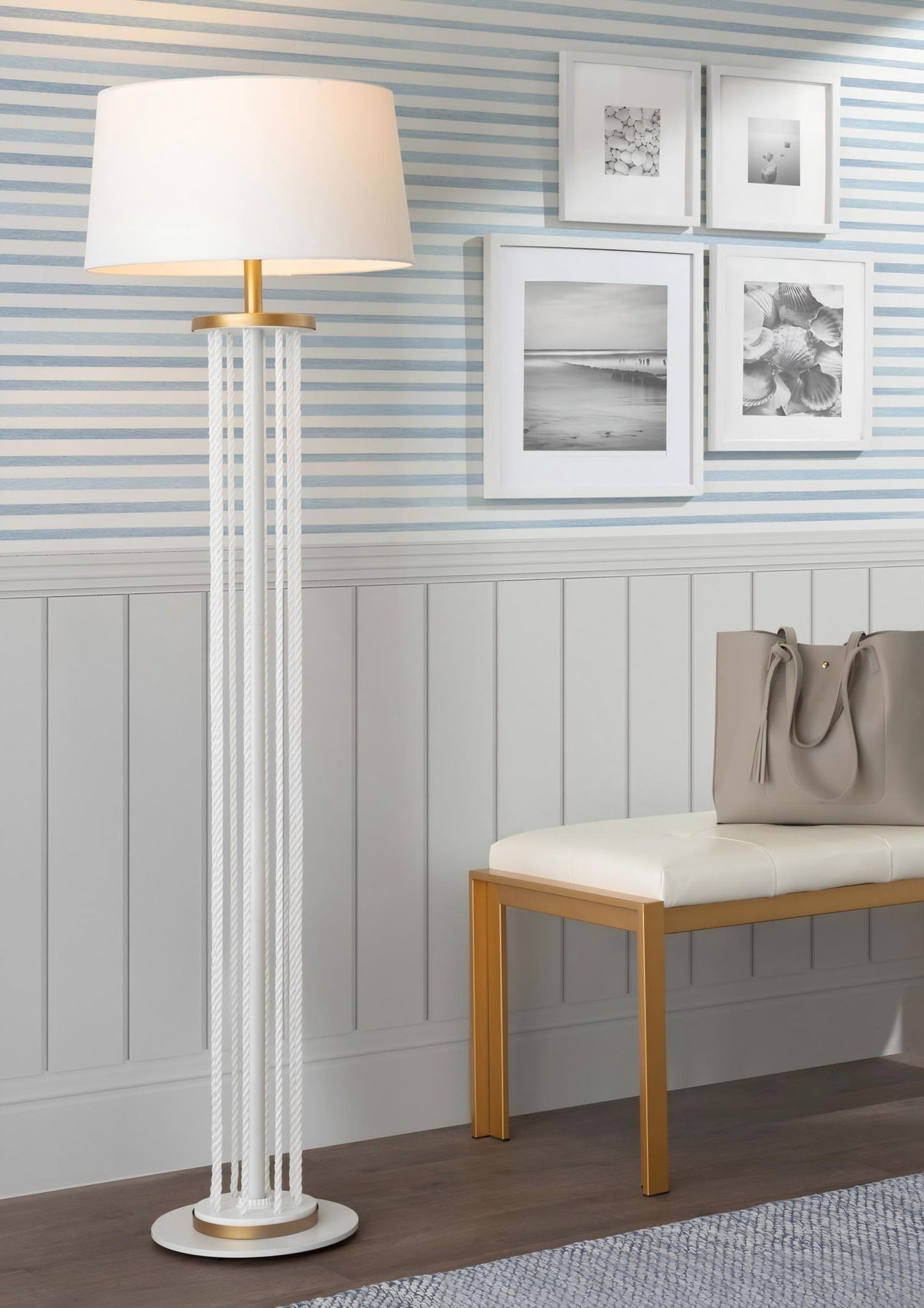Rope Contemporary Floor Lamp - Natural / White
