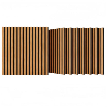 3D Groove Acoustic Panels & Strip Boards, Sound Absorbing Wall & Ceiling Panels (Set of 8) - Walnut