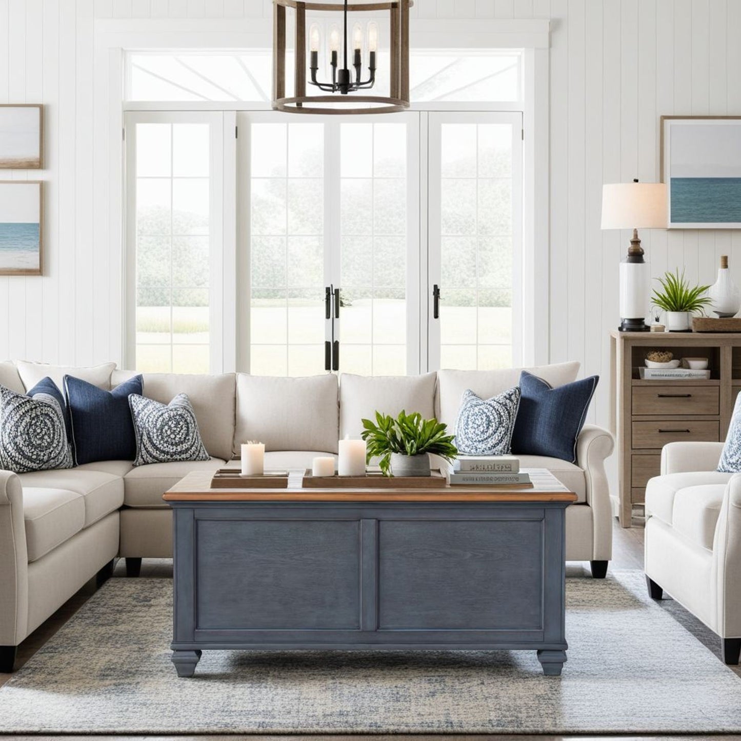 Lift-Top Coffee Table - Blue