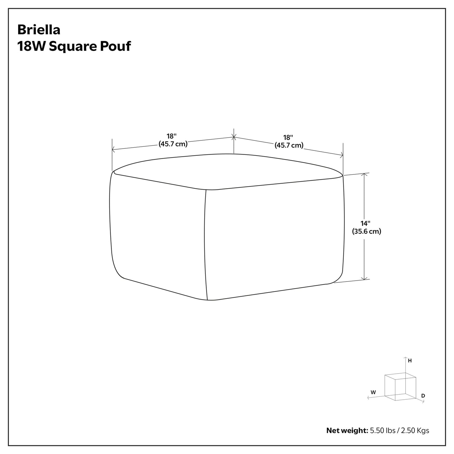 Briella - Square Woven Outdoor / Indoor Pouf - Gray / White