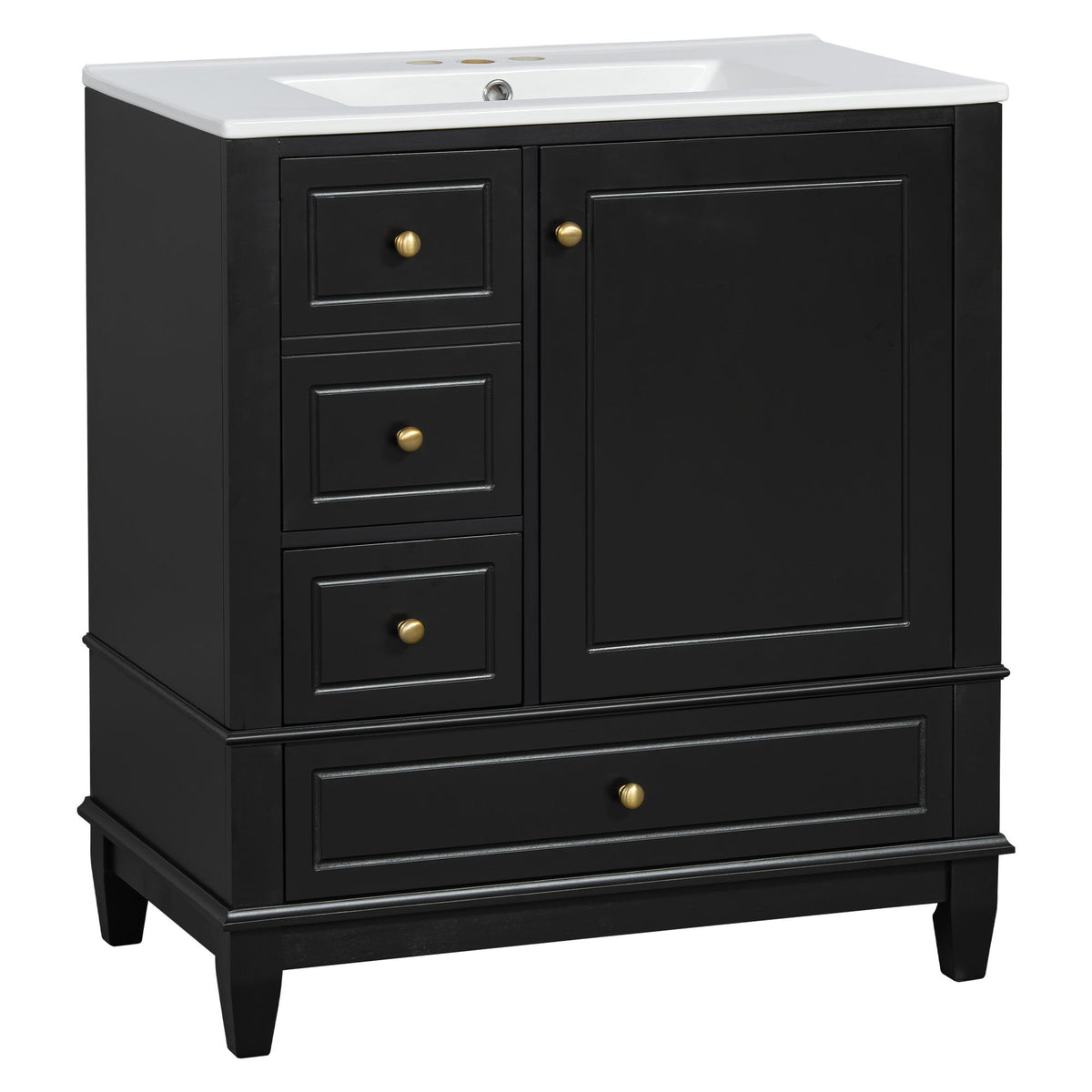 Freestanding Bathroom Vanity With Sink, Soft Close Door, 3 Drawers