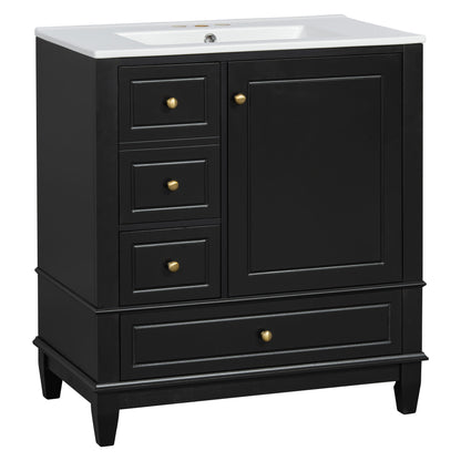 Freestanding Bathroom Vanity With Sink, Soft Close Door, 3 Drawers