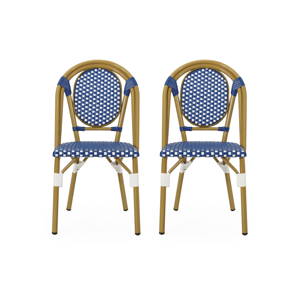 Outdoor Rattan And Aluminum French Bistro Chair Set