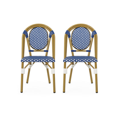 Outdoor Rattan And Aluminum French Bistro Chair Set