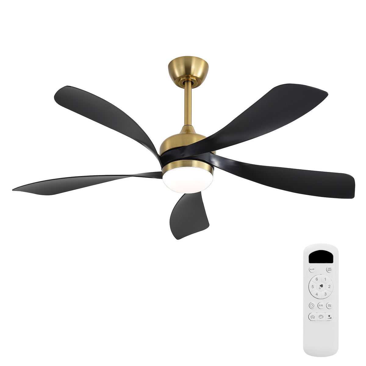 52" Indoor Ceiling Fan With 3 Color Dimmable LED Light Blades, Reversible DC Motor, Remote Control