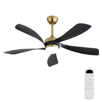 52" Indoor Ceiling Fan With 3 Color Dimmable LED Light Blades, Reversible DC Motor, Remote Control
