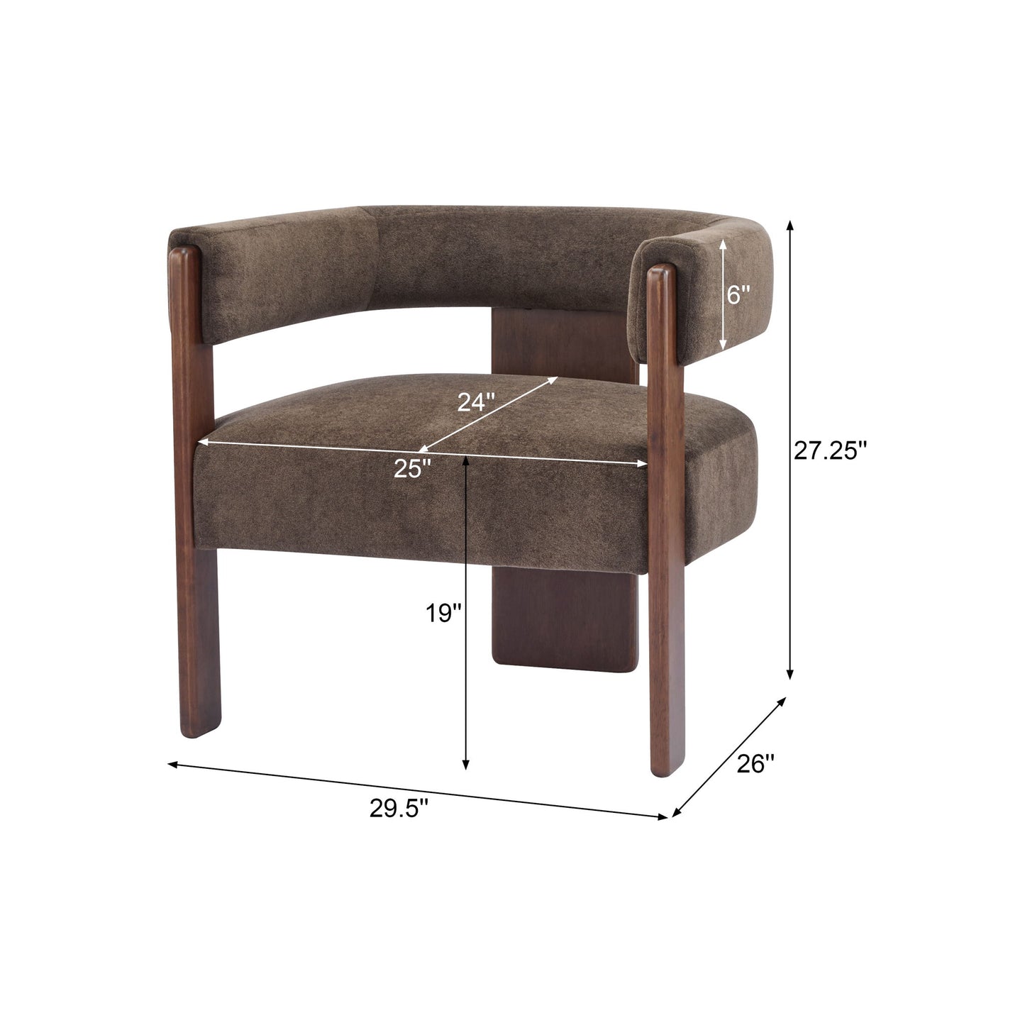 Modern Upholstered Accent Arm Chair With Barrel Back Design