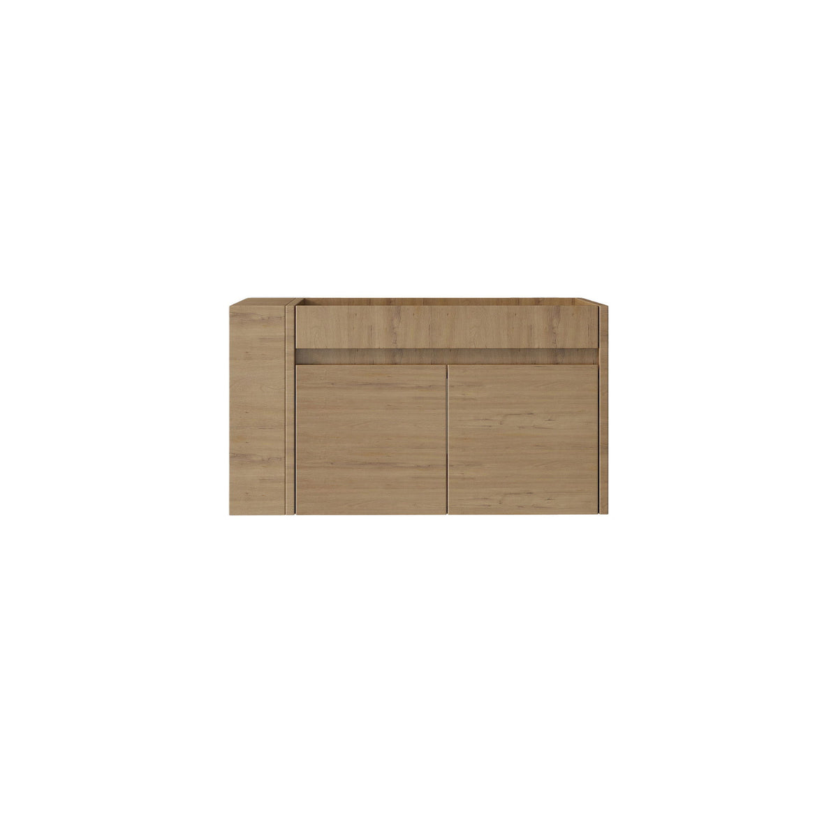 Floating Bathroom Vanity Cabinet, Soft Close Double Drawers, Open Side Storage, Wall Mounted, Cabinet Only