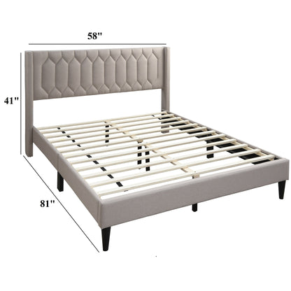 Platform Bed With Diamond Tufted Headboard