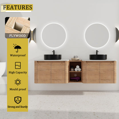 Wall Mounted Bathroom Vanity With Art Sink, 1 Storage Shelf, Soft Close Door
