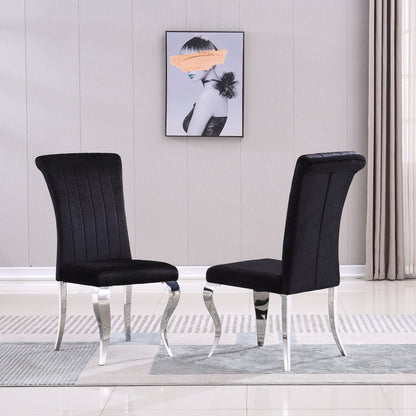 Upholstered Accent Armless Chairs With Stripe Backrest (Set of 2)