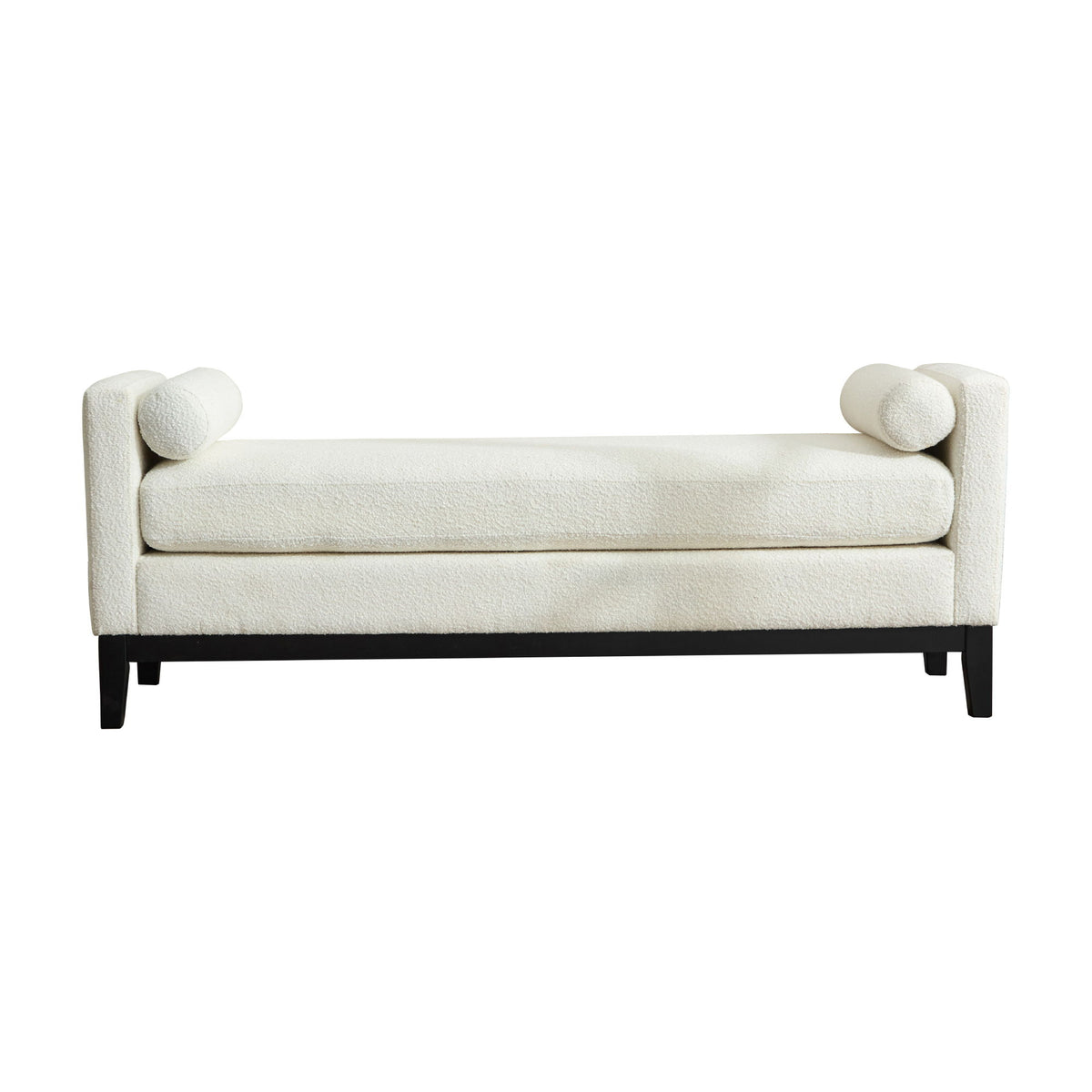 Upholstered End Of Bed Bench With Arms, 2 Bolsters For Bedroom - Ivory