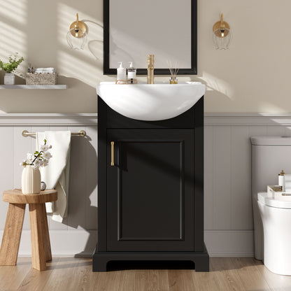 20" Bathroom Vanity With Bulged Sink, Freestanding Single Vanity Set, Soft Close Door