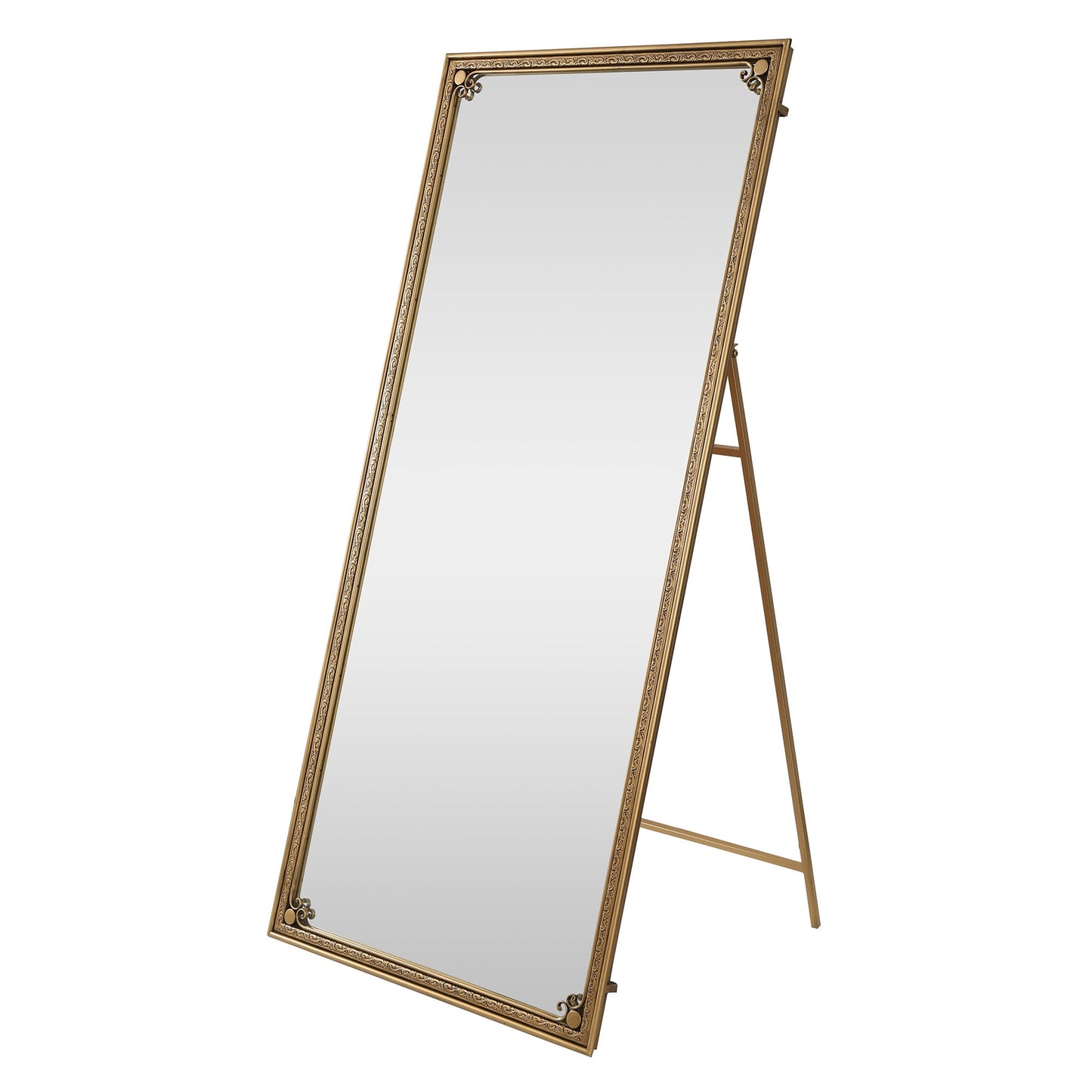 Full Length Mirror With Stand, Floor Standing Dressing - Antique Gold