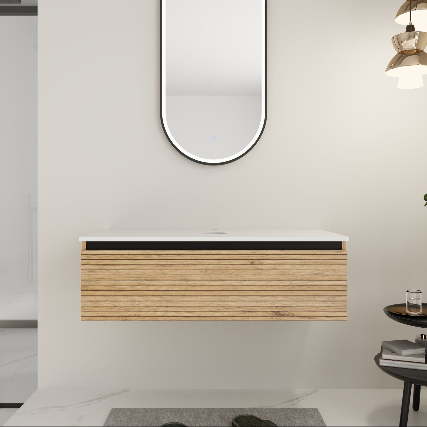 Wall Mounted Bathroom Vanity & 1 Soft Close Drawer (Excluding Sink)