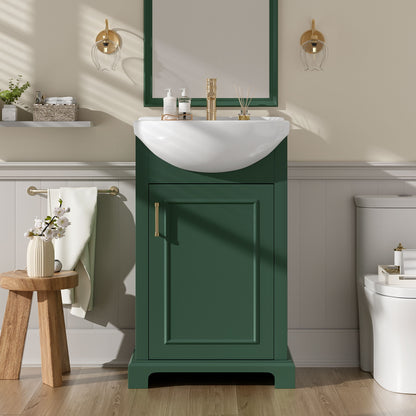 20" Bathroom Vanity With Bulged Sink, Freestanding Single Vanity Set, Soft Close Door