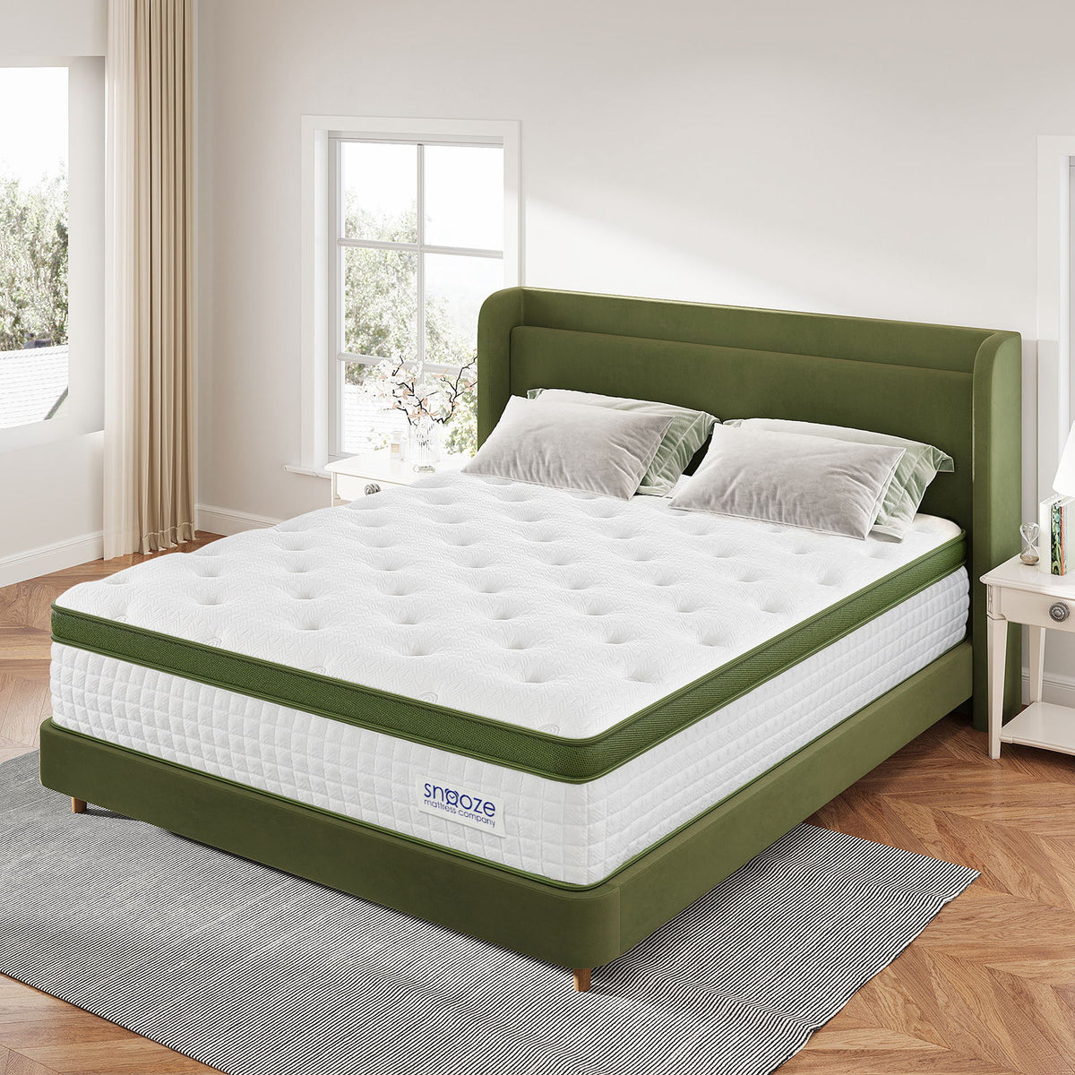 Snooze Mattress Company Glacier - 14" Euro Top Medium Hybrid Mattress With Independently Encased Coils & Gel Memory Foam