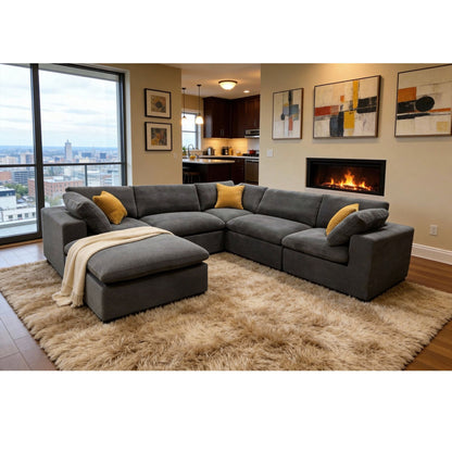 Custom Configuration Modular Sectional & Toss Pillows