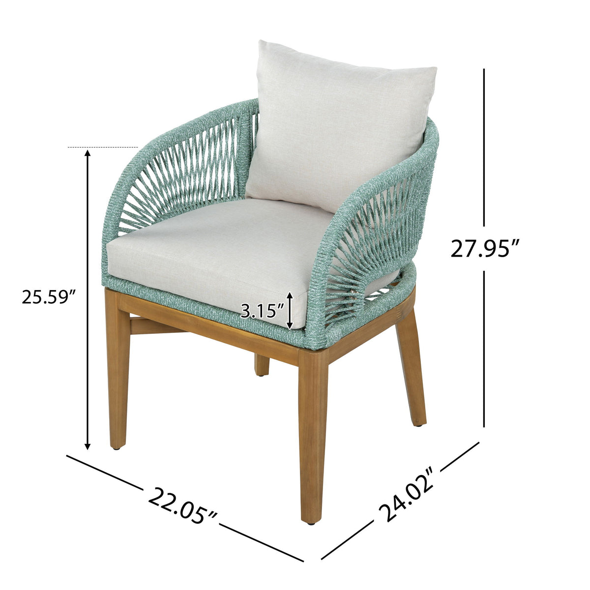 Outdoor Dining Chairs (Set of 2) - Beige / Green / Teak