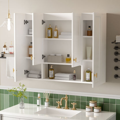 30" Bathroom Cabinet With 5 Adjustable Shelves, Wall Mounted Medicine Cabinet - White