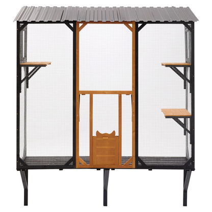Outdoor Cat Catio With Platforms