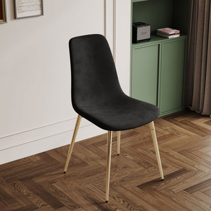 Fabric Dining Chairs, Upholstered Armless Accent Chairs, Classical Appearance And Metal Legs (Set of 4)