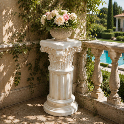 Roman Column Pedestal Stand With Ornate Carving Design