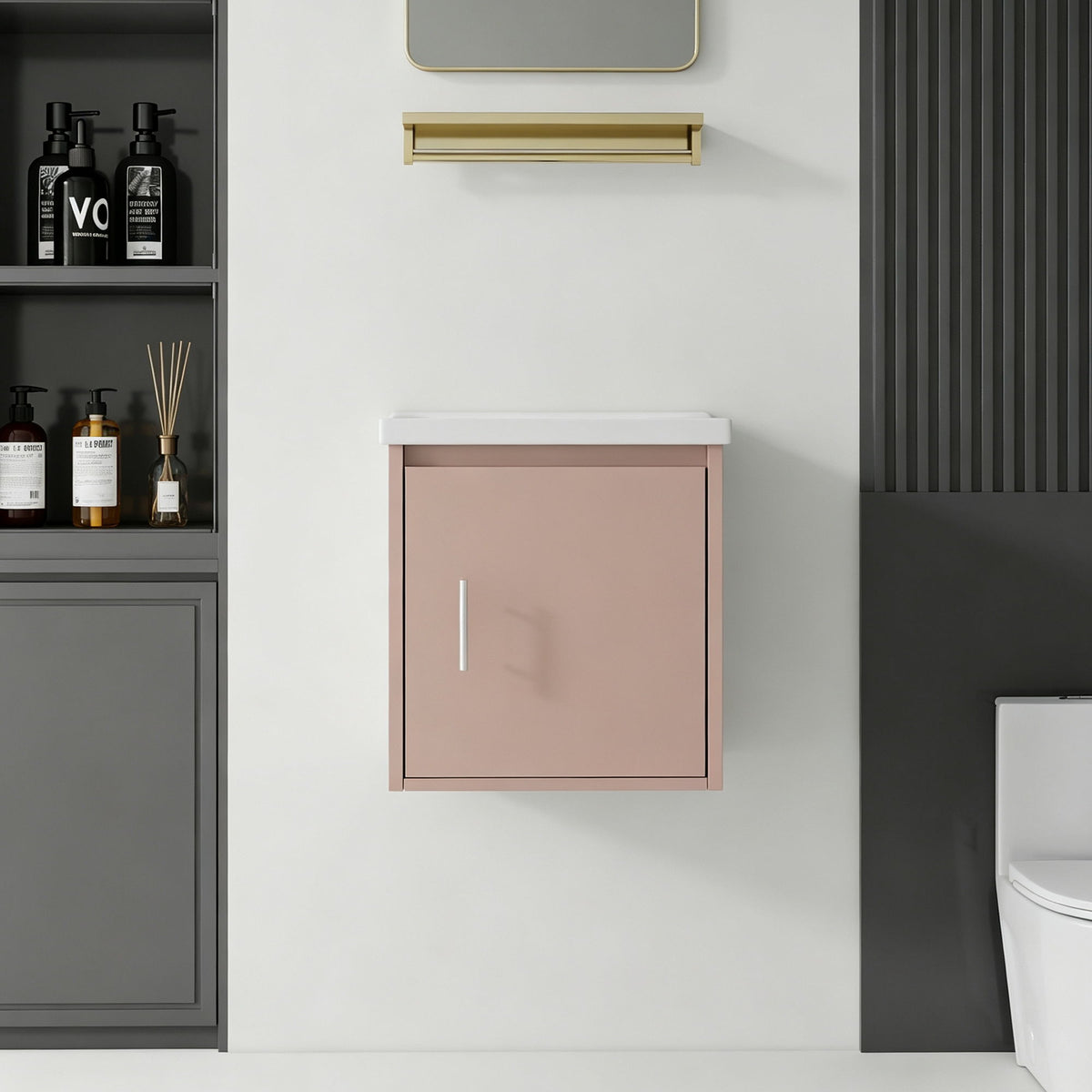 Floating Bathroom Vanity Combo, Wall Mounted Cabinet With Sink & Soft Close Doors For Small Bathrooms