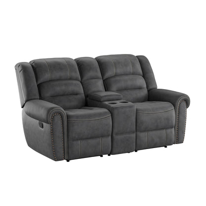 Reclining Console Loveseat - Gray