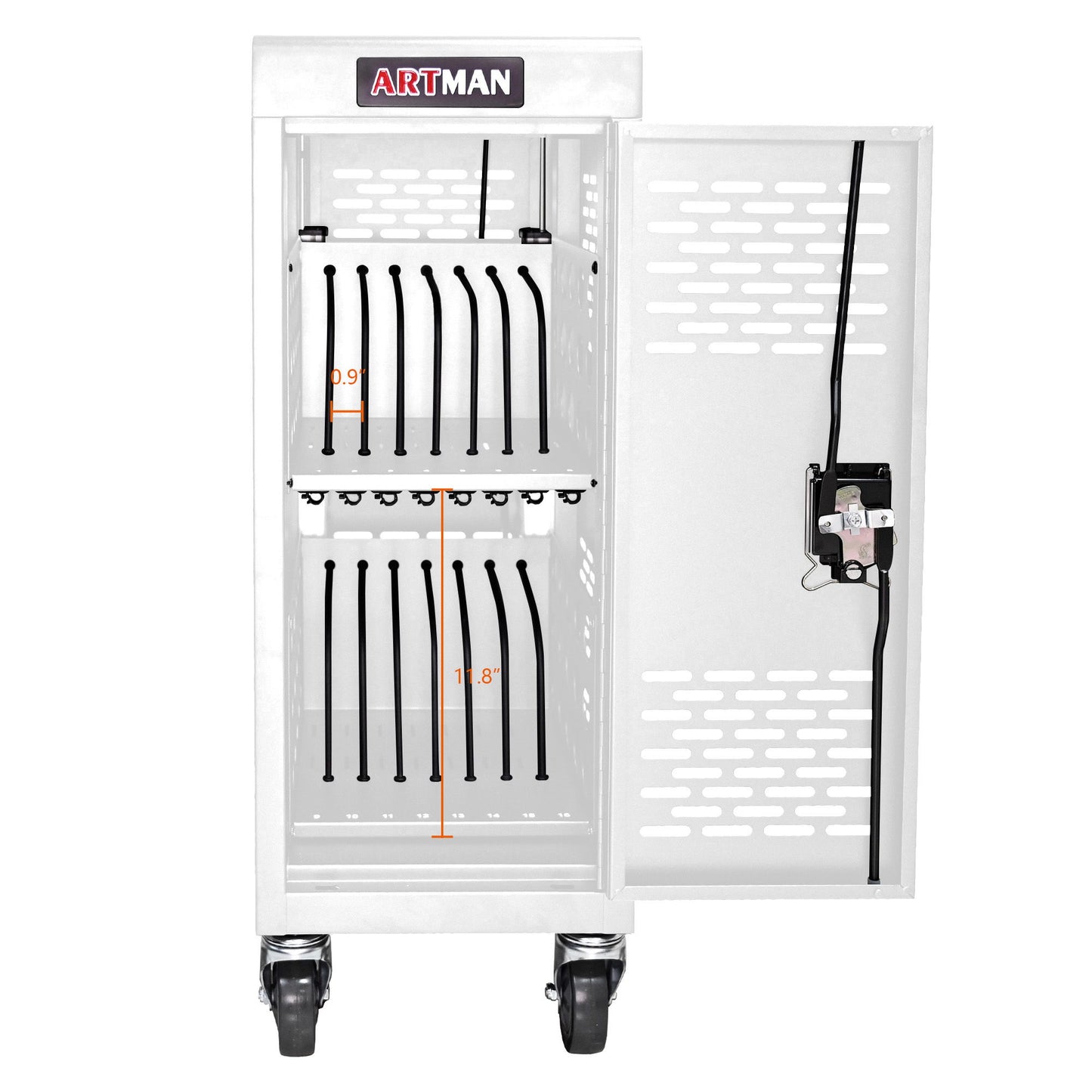 16 Bay Mobile School Charging Cart Station For book, Tablet And Laptop Computer With Power Strip Included