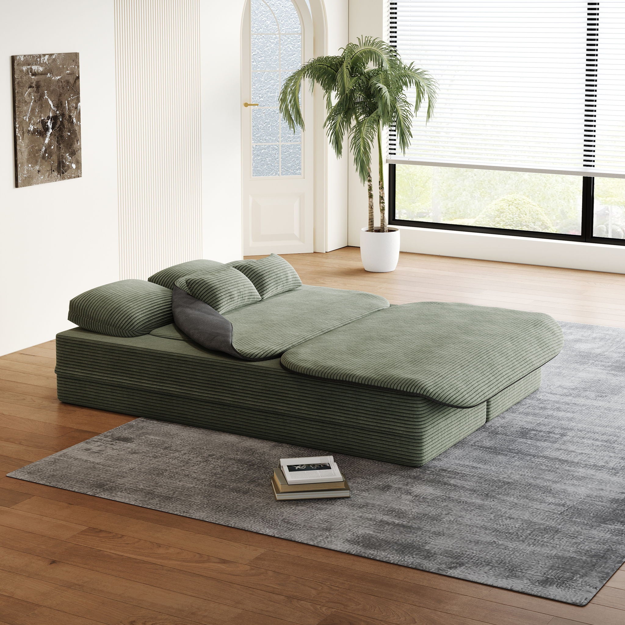 2 In 1 Foldable Sofa Bed With Multi Functional Blanket – Black Dog