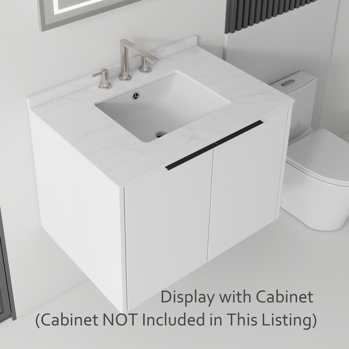 Basin Sink, Triple Faucet Holes, 2" Thick Rim, Sink Only