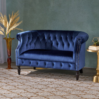 Antique Chesterfield Style Loveseat With Button Tufting