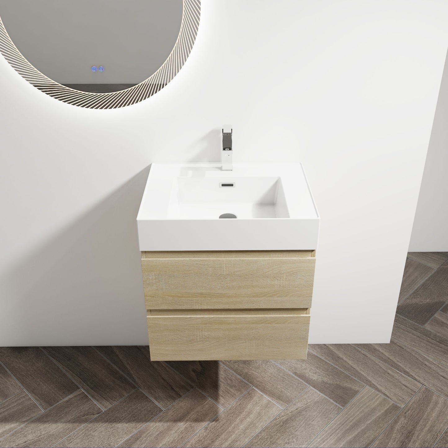 Wall Mounted Bathroom Vanity And Sink, 2 Soft Close Drawers