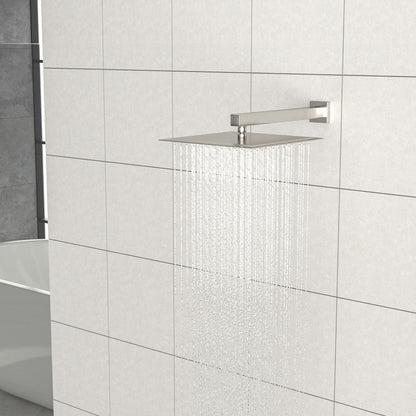 16" Square Rainfall Shower Head Fixed Wall Mount With Full Body Coverage & Self Cleaning Silicone Nozzles