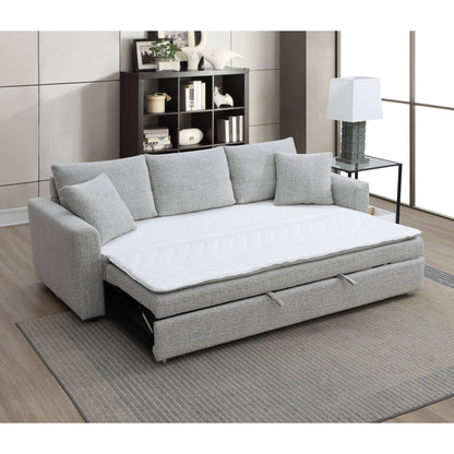 Connie - Boucle Sleeper Sectional Sofa With 2 Toss Pillows - Beige