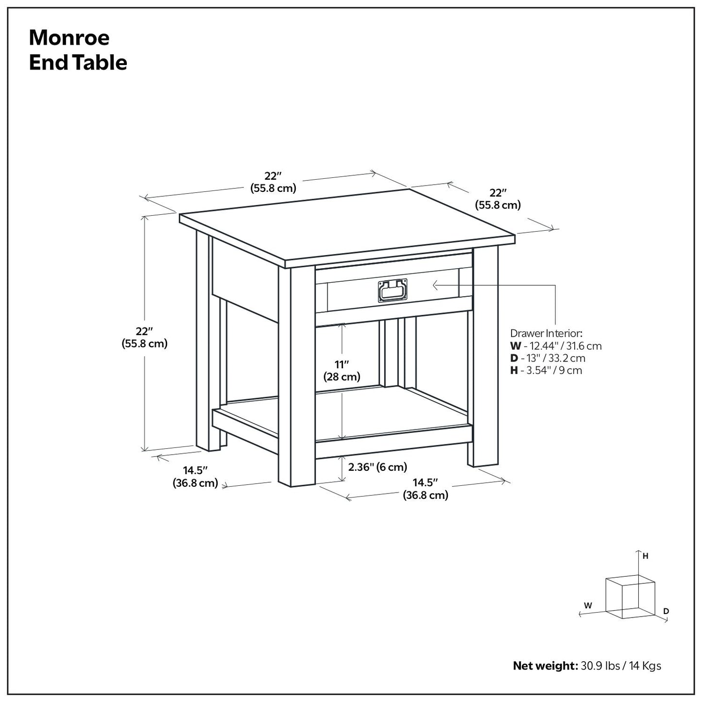 Monroe - Handcrafted Side Table